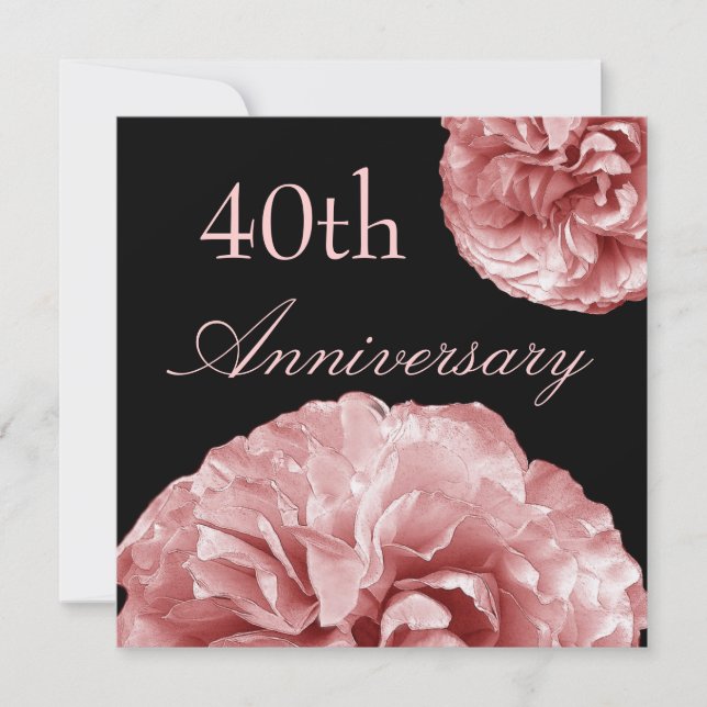 40th Rosas do ROSA PASTEL do convite do (Frente)
