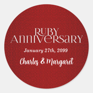 40th Rubi que Wedding etiquetas de Annivsersary