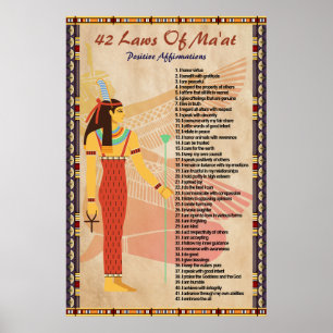 42 Leis de Ma'at - Poster de Afirmações Positivas