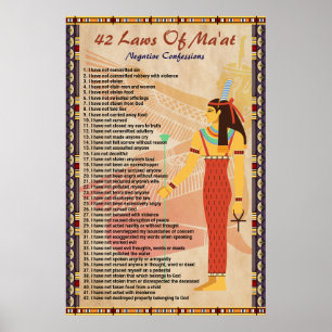 42 Leis do Mãe'at - Poster de Confissões Negativas