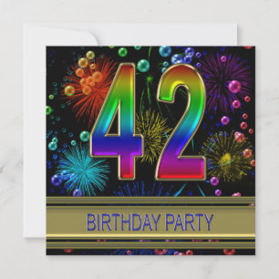42nd Convite de aniversário com bolhas