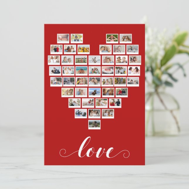 44 Photo Collage Camera Film Love White Heart Card (Em pé/Frente)