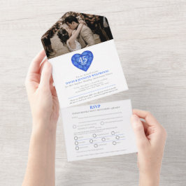 45º aniversário de casamento safira coração azul f