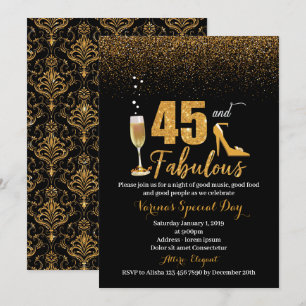 45 e Fabuloso Convite de Aniversário para Mulheres