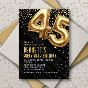 45.o Convite Dourado de Aniversário