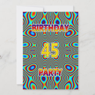 45th convite de aniversário psicadélico