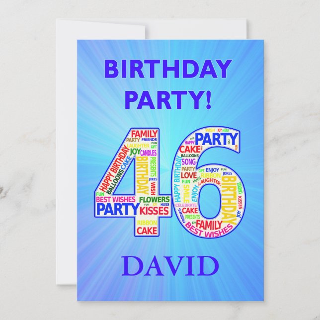 46º Convite de aniversário Adicionar um Nome (Frente)
