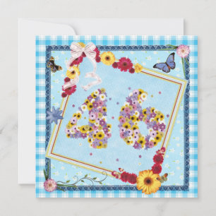 46º flores do Convite de aniversário, borboletas