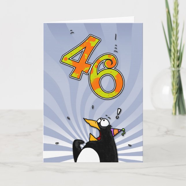 46.º Aniversário - Cartão Surpresa de Pinguim (Frente)