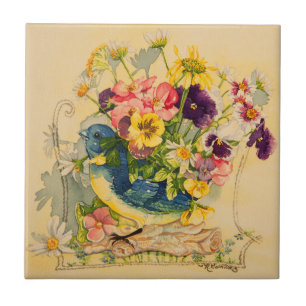 4779 Bluebird Vase com Pansies