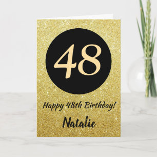 48º aniversário feliz Cartão preto e Dourado