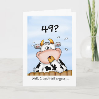 49º aniversário - Cartão Humoroso com vaca surpree