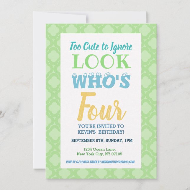 4.º Aniversário do Convite (Frente)