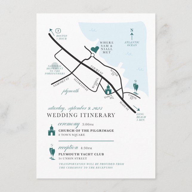 4,5" x 6,25" Cartão de Envio de Mapa Personalizado (Verso)