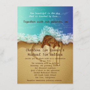 4,5 x 6,25" Convite para Casamento de Praia