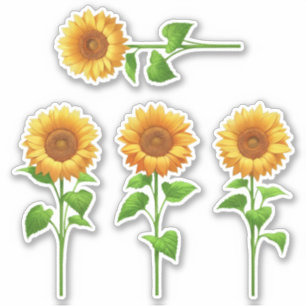 4 Adesivos de Girassol (brilhante)