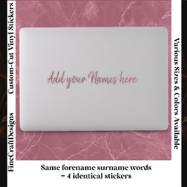 4 Adesivos Rosa de Nome Personalizado para Laptop
