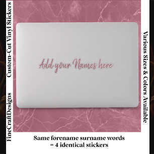 4 Adesivos Rosa de Nome Personalizado para Laptop 