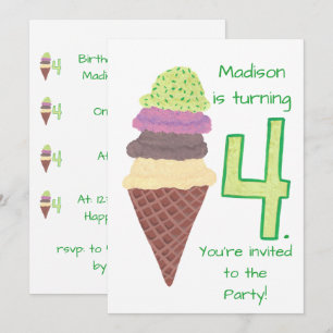 4 caixas de Convites de aniversário Sorvetes