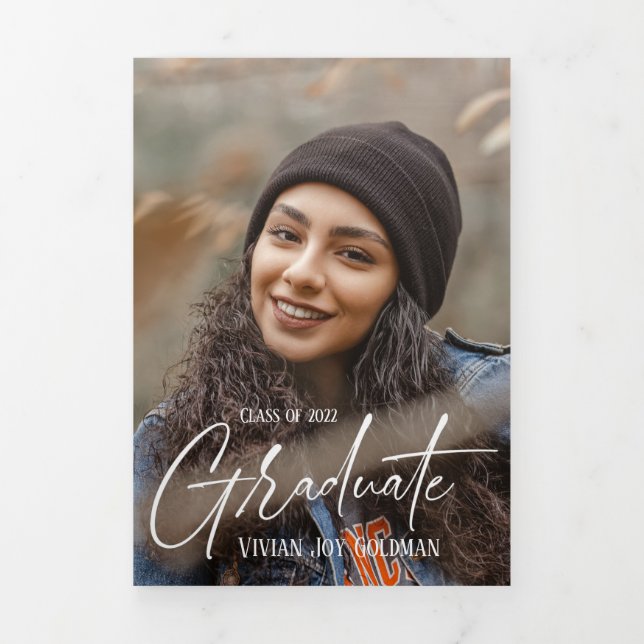 4 Cartão de Anúncio de Graduação de Triplo Foto (Cobrir)