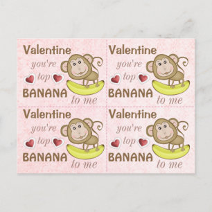 4 Cartões de Namorados de Banana de Topo de Macaco