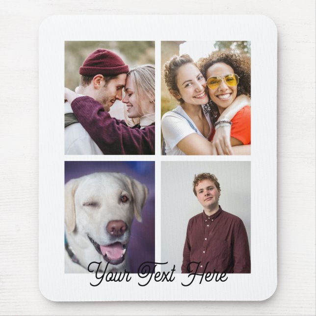 4 Colagem de Fotografias Monograma Mínimo Mousepad (Frente)