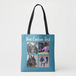 4 Colagem de Fotos Saco de Tote Azul
