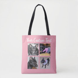 4 Colagem de Fotos| Saco De Tote De Cão Rosa