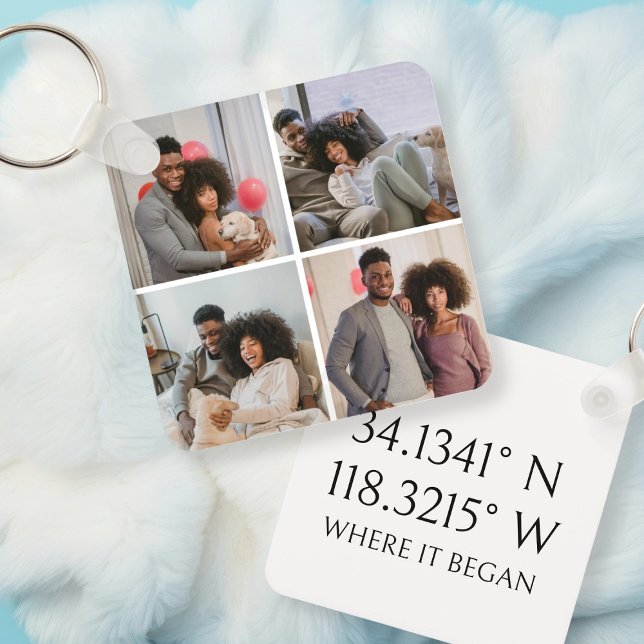 4 coordenadas GPS de fotos Chaveiro personalizadas (4 Photo GPS Coordinates Personalized Keychain by Ricaso. Add location where you met, proposed etc)