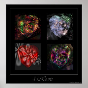 4 corações esquadram o poster