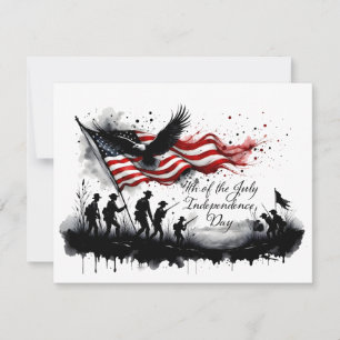 4 de julho Arte Patriótica com Bandeira e Soldados
