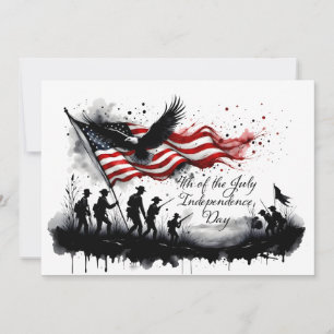 4 de julho Arte Patriótica com Bandeira e Soldados