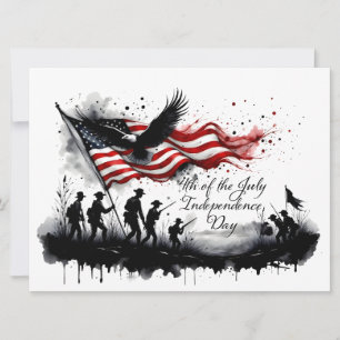 4 de julho Arte Patriótica com Bandeira e Soldados
