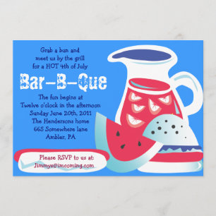 4 DE JULHO Bar-B-Que Convite de festas de Verão
