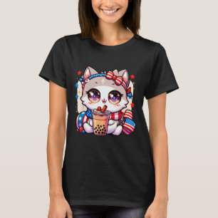 4 De Julho Camisas De Gato Raparigas Kawaii Anima