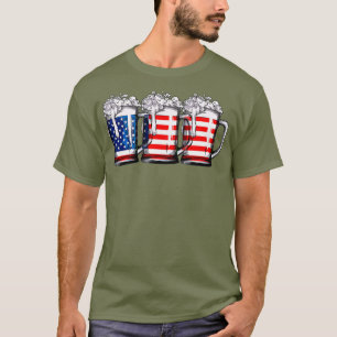 4 de julho Camisas para Homens Beer American Flag