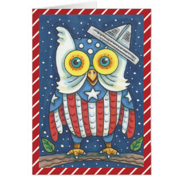 4 DE JULHO CARTÃO DE GREETING OWL AMERICANO VERSE