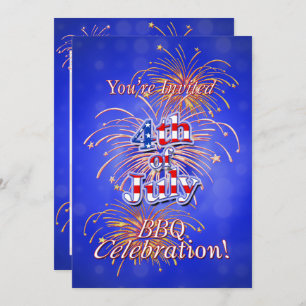 4 de julho convite do assado da celebração