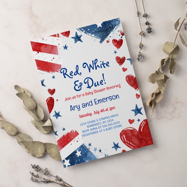 4 de julho Convite para Chás de fraldas 4 de julho (Criador carregado)