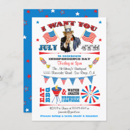 4 de julho convites de festas de churrasco Barbecu