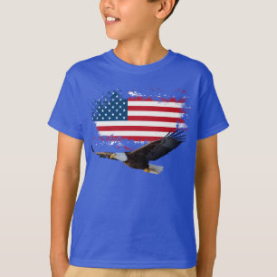 4 de julho Crianças Camisa Azul T
