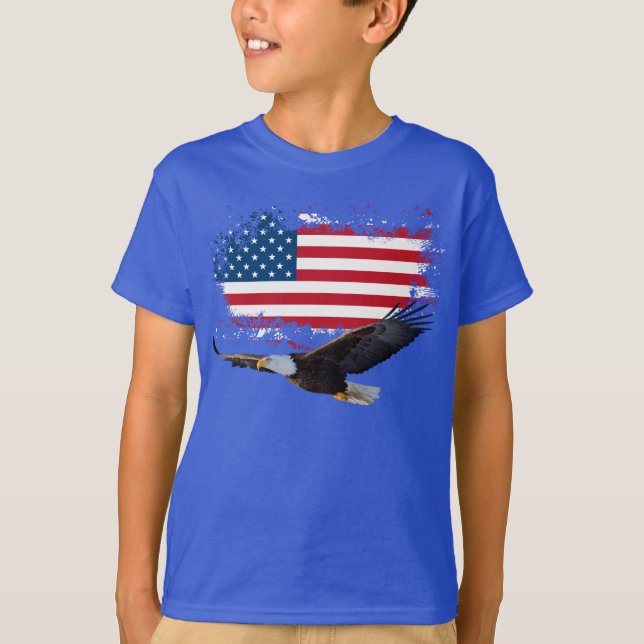 4 de julho Crianças Camisa Azul T (Frente)
