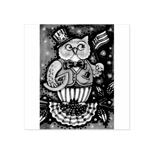 4 DE JULHO DE HOOT OWL, CARIMBO DE BORRACHA (Impressão)