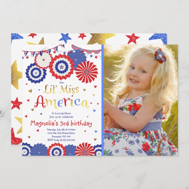 4 de julho quarto do convite do aniversário do (Frente/Verso)