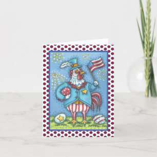 4 DE JULHO ROOSTER, CARTÃO DE GREETING DE GALINHA 