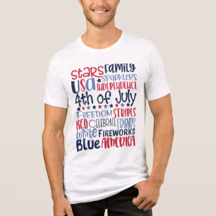 4 de julho, tipografia moderna azul-vermelha