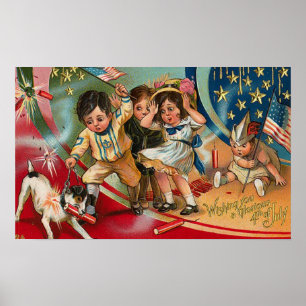 4 de julho - Vintage Art Poster
