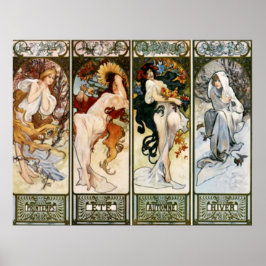 4 Estações Alphonse Mucha Impressão
