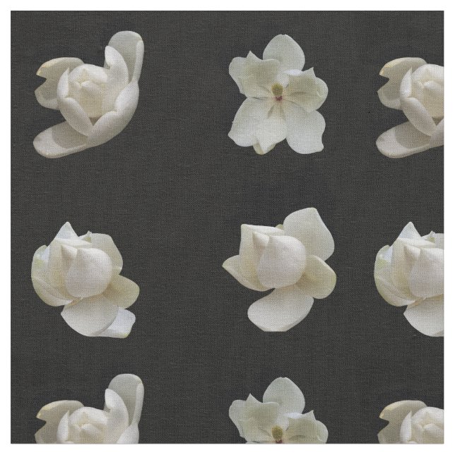 4 flores diferentes de Magnolia em tecido preto (Detalhe)