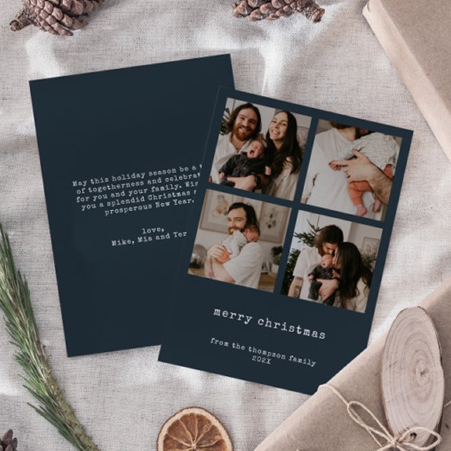 4 Foto Feliz Natal Escuro Azure Cartão de Férias (Criador carregado)